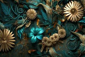 Futuristic Nature Tech Fusion Mesmerizing Macro Hybrid Texture Background generative AI photo