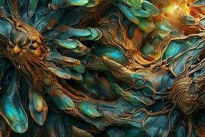 Futuristic Nature Tech Fusion Mesmerizing Macro Hybrid Texture Background generative AI photo