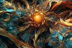 Futuristic Nature Tech Fusion Mesmerizing Macro Hybrid Texture Background generative AI photo