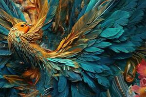 Futuristic Nature Tech Fusion    Mesmerizing Macro Hybrid Texture Background generative AI photo
