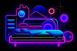 Glowing Radiant Neon Dreams Background Design generative AI photo