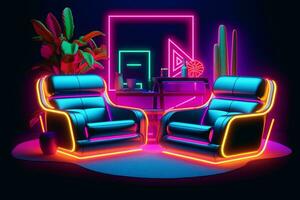 Glowing Radiant Neon Dreams Background Design generative AI photo