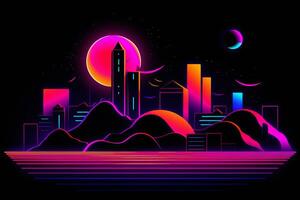 Glowing Radiant Neon Dreams Background Design generative AI photo