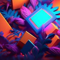 Glowing Tropical Themed 3D Abstract Background generative AI photo