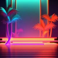 Glowing Tropical Themed 3D Abstract Background generative AI photo