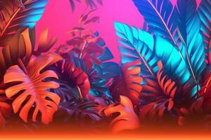 Glowing Tropical Themed 3D Abstract Background generative AI photo