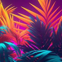 Glowing Tropical Themed 3D Abstract Background generative AI photo