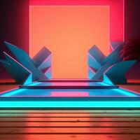 Glowing Tropical Themed 3D Abstract Background generative AI photo