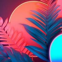 Glowing Tropical Themed 3D Abstract Background generative AI photo