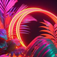 Glowing Tropical Themed 3D Abstract Background generative AI photo