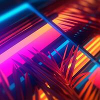 Glowing Tropical Themed 3D Abstract Background generative AI photo