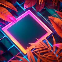 Glowing Tropical Themed 3D Abstract Background generative AI photo