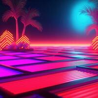 Glowing Tropical Themed 3D Abstract Background generative AI photo