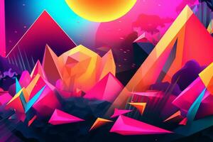 Glowing Tropical Themed 3D Abstract Background generative AI photo