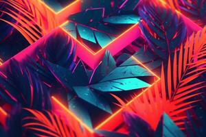 Glowing Tropical Themed 3D Abstract Background generative AI photo