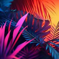 Glowing Tropical Themed 3D Abstract Background generative AI photo