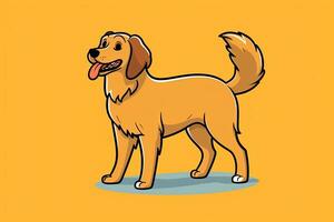 Golden Retriever Dog Graphic Illustration Isolated on a Monochrome Background generative AI photo