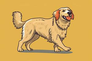 Golden Retriever Dog Graphic Illustration Isolated on a Monochrome Background generative AI photo