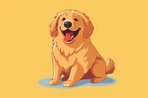 Golden Retriever Dog Graphic Illustration Isolated on a Monochrome Background generative AI photo