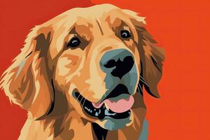 Golden Retriever Dog Graphic Illustration Isolated on a Monochrome Background generative AI photo