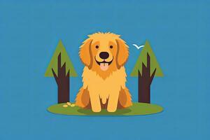 Golden Retriever Dog Vibrant Sleek Graphic Background generative AI photo