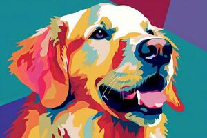 Golden Retriever Dog Vibrant Sleek Graphic Background generative AI photo