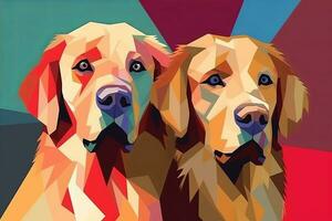 Golden Retriever Dog Vibrant Sleek Graphic Background generative AI photo