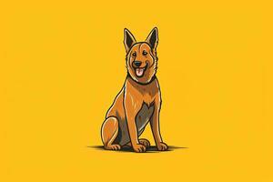 Graphic Illustration of a German Shepherd on a Monochrome Background generative AI photo