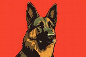 Graphic Illustration of a German Shepherd on a Monochrome Background generative AI photo