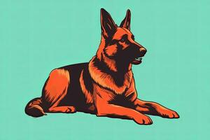 Graphic Illustration of a German Shepherd on a Monochrome Background generative AI photo