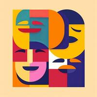 Happy Expression Minimalistic Graphic Design generative AI photo