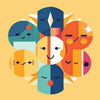 Happy Expression Minimalistic Graphic Design generative AI photo