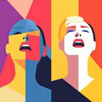 Happy Expression Minimalistic Graphic Design generative AI photo