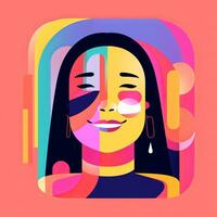 Happy Expression Minimalistic Graphic Design generative AI photo