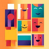 Happy Expression Minimalistic Graphic Design generative AI photo