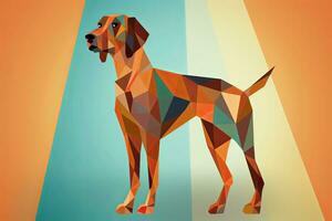 Low Poly Hound Dog Polychromatic Graphic generative AI photo