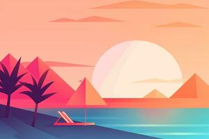 Minimalist Abstract Summer Theme Landscape Background generative AI photo