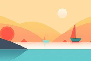 Minimalist Abstract Summer Theme Landscape Background generative AI photo