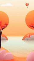 Minimalist Abstract Summer Theme Landscape Background generative AI photo