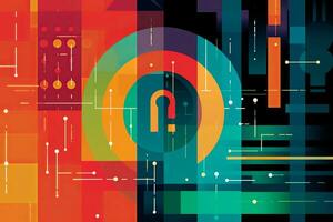Modern Tech Encrypted Data Theme Background generative AI photo