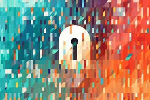 Modern Tech Encrypted Data Theme Background generative AI photo