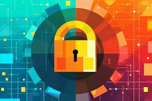 Modern Tech Encrypted Data Theme Background generative AI photo
