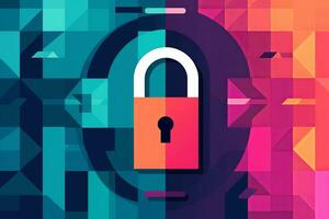 Modern Tech Encrypted Data Theme Background generative AI photo