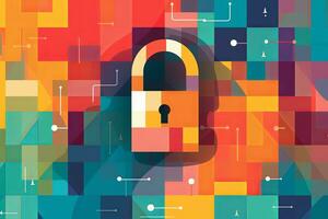 Modern Tech Encrypted Data Theme Background generative AI photo