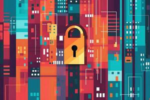 Modern Tech Encrypted Data Theme Background generative AI photo