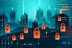 Modern Tech Encrypted Data Theme Background generative AI photo