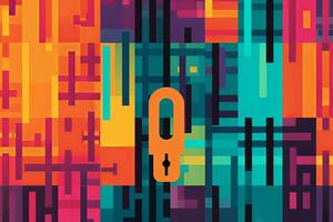 Modern Tech Encrypted Data Theme Background generative AI photo