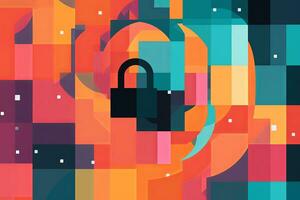 Modern Tech Encrypted Data Theme Background generative AI photo