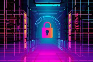 Modern Tech Encrypted Data Theme Background generative AI photo