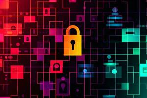 Modern Tech Encrypted Data Theme Background generative AI photo
